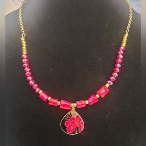 Cloisonne with coral beads, artisan made